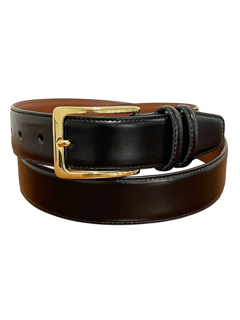 Johnston & Murphy Black Leather Dress Belt Gold Buckle Office Business Men 34